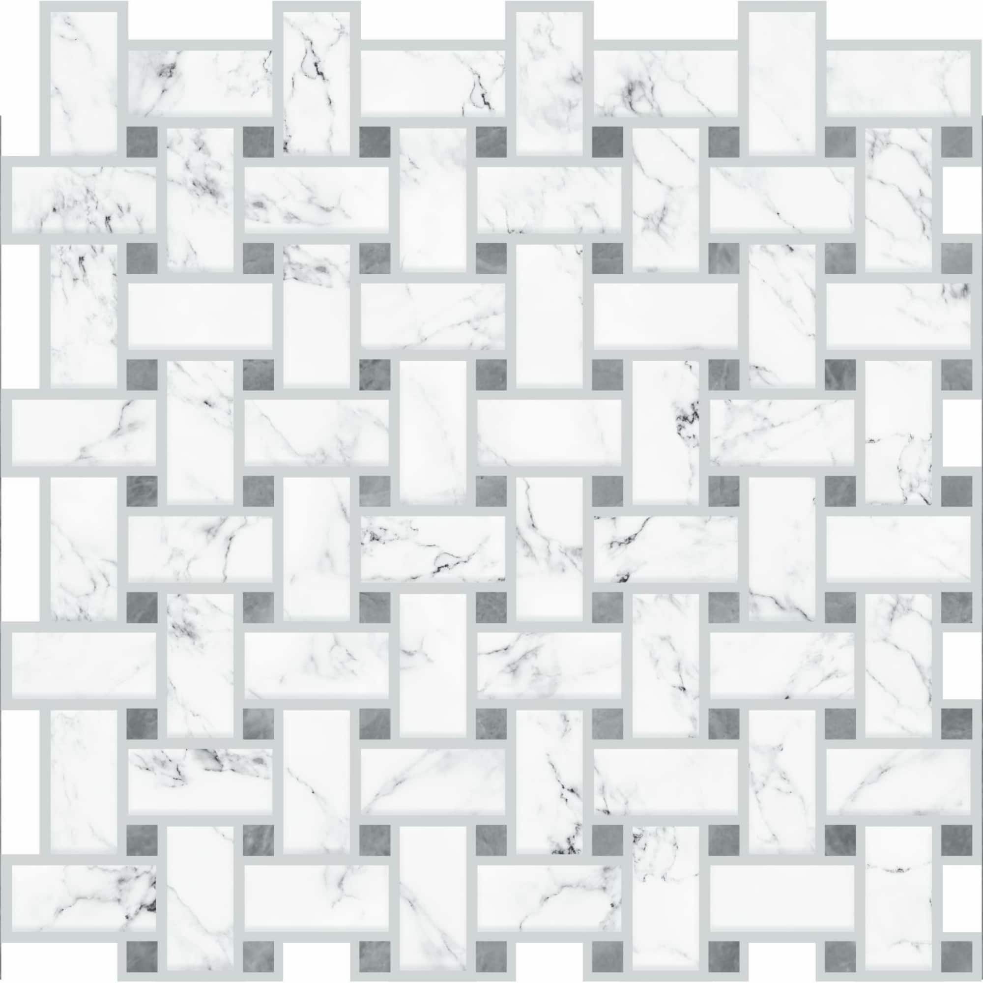 RoomMates Basketweave Carrara Marble Peel & Stick Backsplash StickTiles